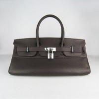 Hermes Birkin 42Cm Togo Leather Handbags Dark Coffee Silver